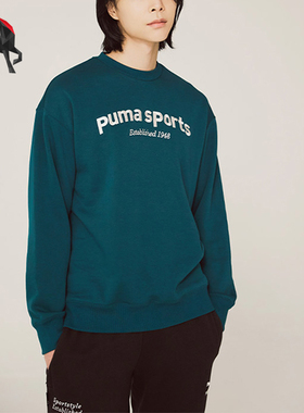 Puma/彪马正品2025男士圆领运动加绒保暖字母刺绣卫衣625312-43