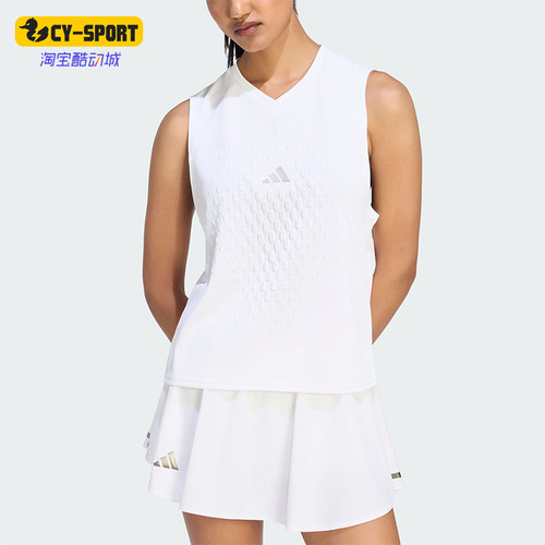Adidas/阿迪达斯正品女士运动舒适透气V领无袖背心上衣KY1370