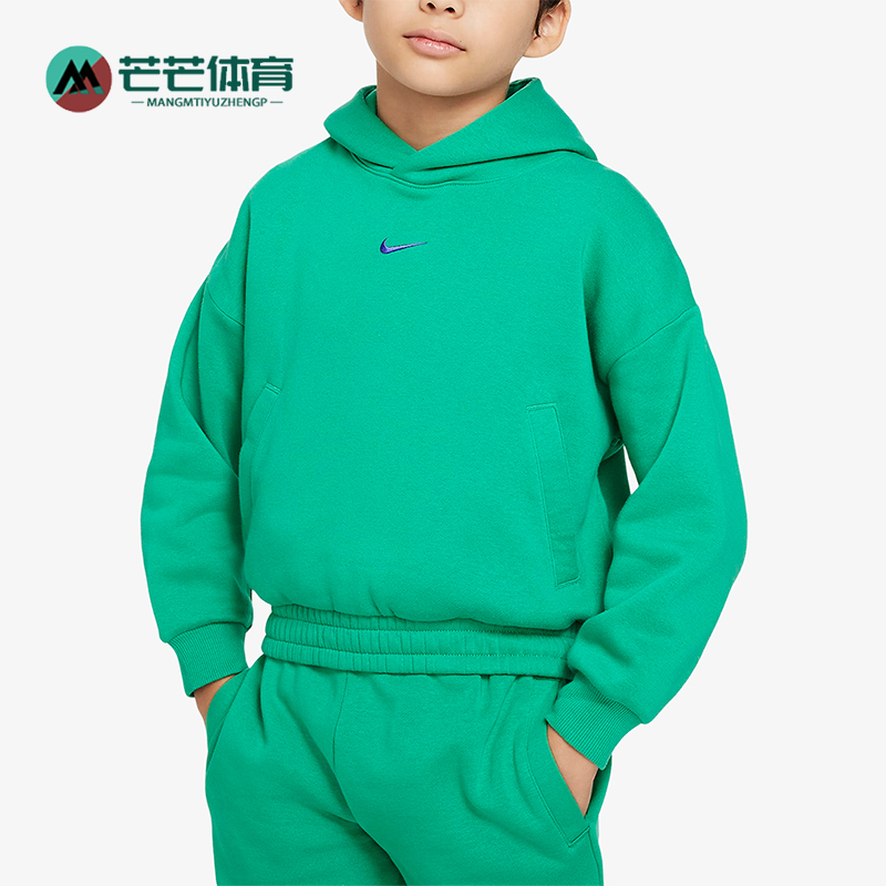 耐克大童印花宽松连帽篮球卫衣
