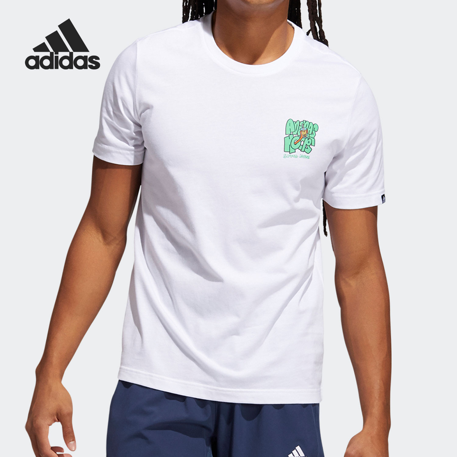 阿迪达斯男子印花运动短袖T恤