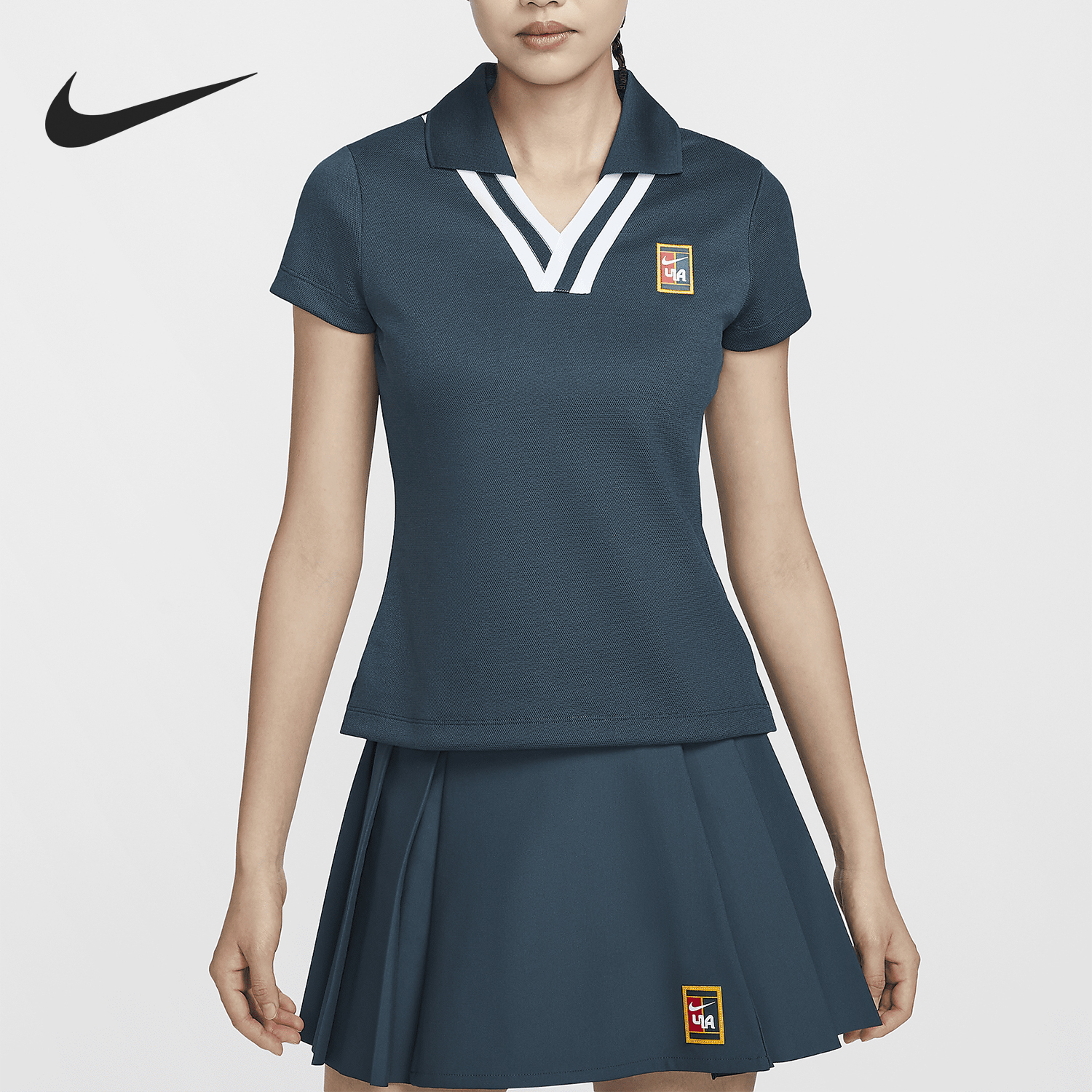 Nike/耐克正品Women by YOON女士网球运动条纹短袖FZ0277-478