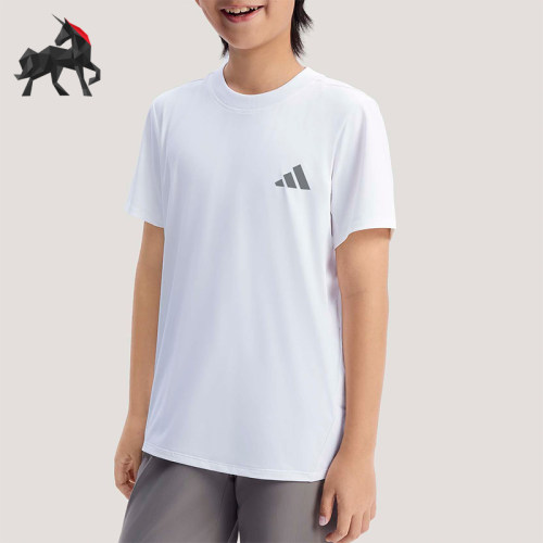 Adidas/阿迪达斯正品2026春季儿童圆领简约亲肤运动休闲T恤KG5982