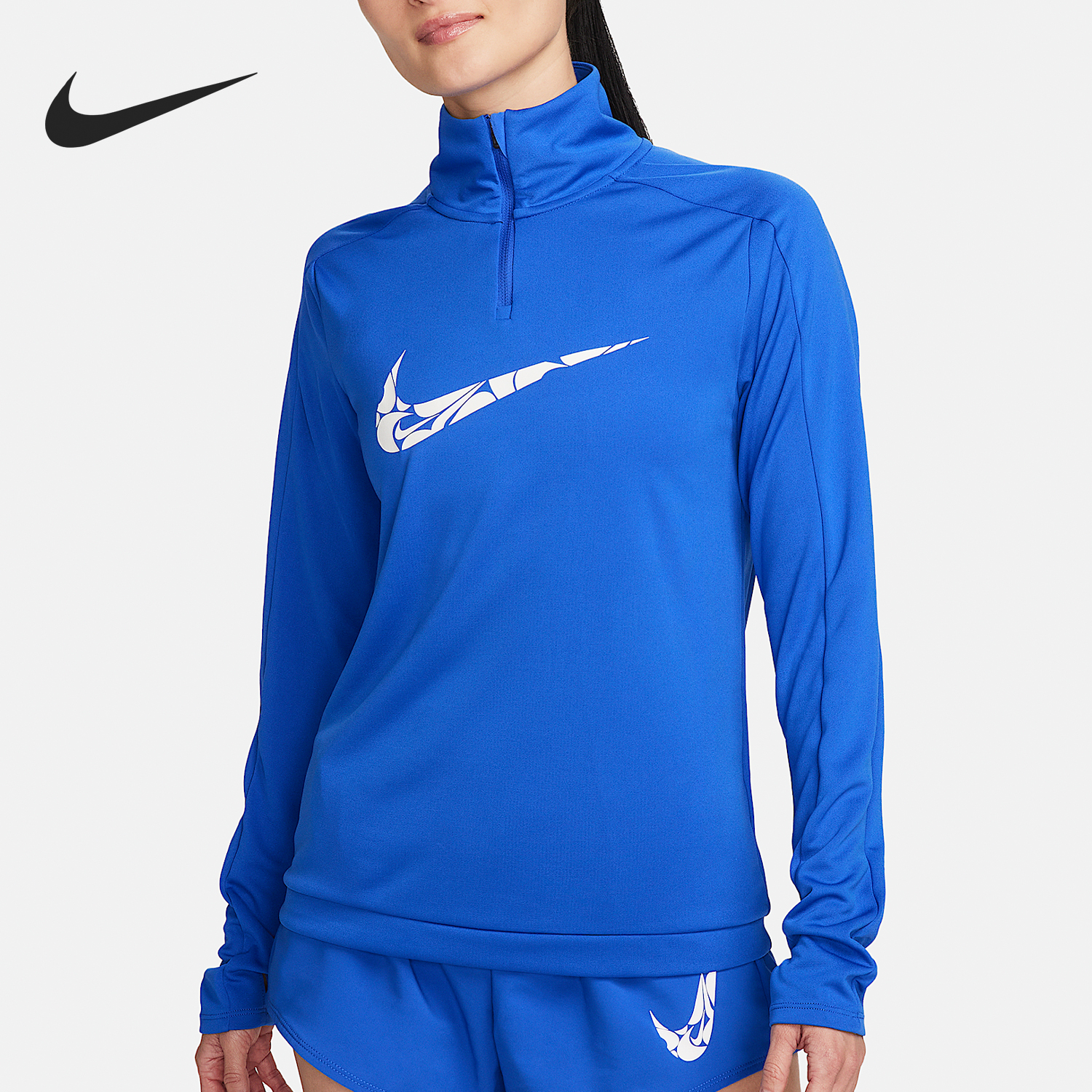 Nike/耐克正品Dri-Fit女士运动半拉链套头针织长袖T恤FN2637-405