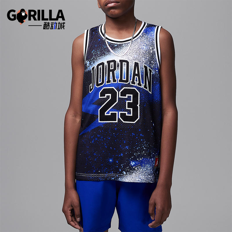 Nike/耐克正品JORDAN大童透气针织网眼布经典运动球衣FV3168-017