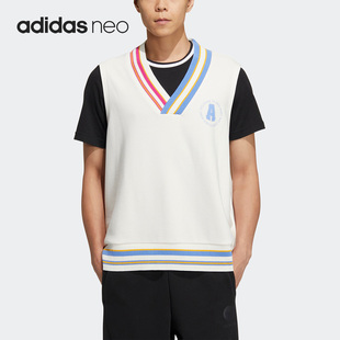 NEO新款 男女运动休闲无袖 阿迪达斯官方正品 Adidas 背心马甲IJ6610