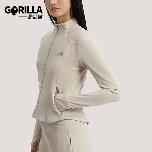Adidas/阿迪达斯正品2026女士短款经典运动训练修身外套KH2675