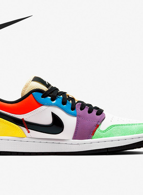 Nike/耐克正品Air Jordan 1 Mid AJ1多彩拼接低帮篮球鞋CZ3572