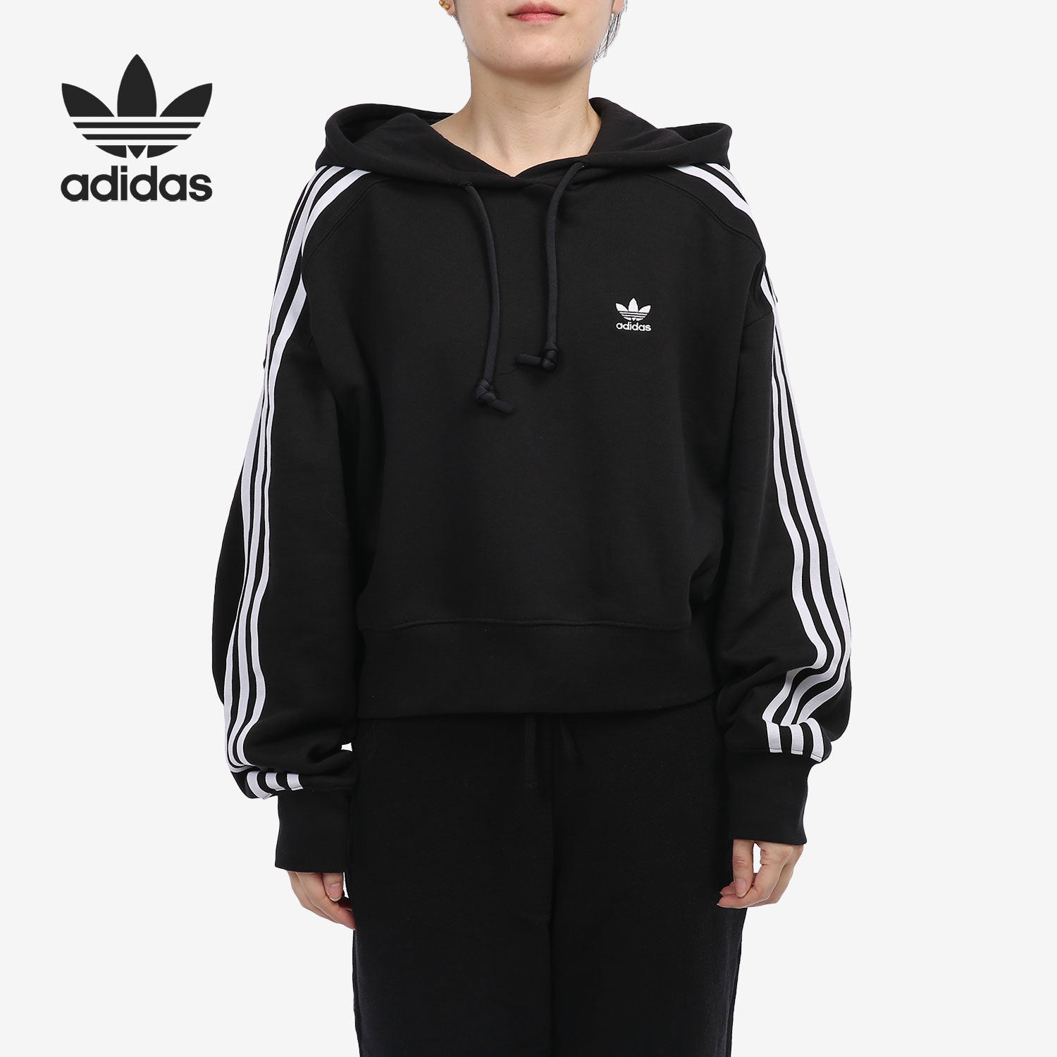 Adidas/阿迪达斯正品三叶草女子针织休闲运动连帽卫衣 GN2890