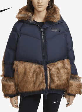Nike/耐克官方正品 sacai 女子运动仿皮草连帽羽绒服CT3267-475