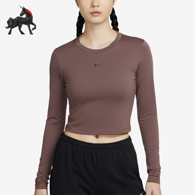 Nike/耐克正品纯色圆领短款套头长袖T恤女经典长袖T恤HF5323-502