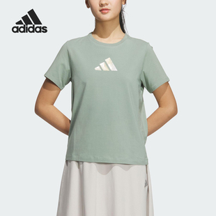 阿迪达斯正品 款 Adidas 2025夏季 JM8804 女士日常经典 针织套头短袖