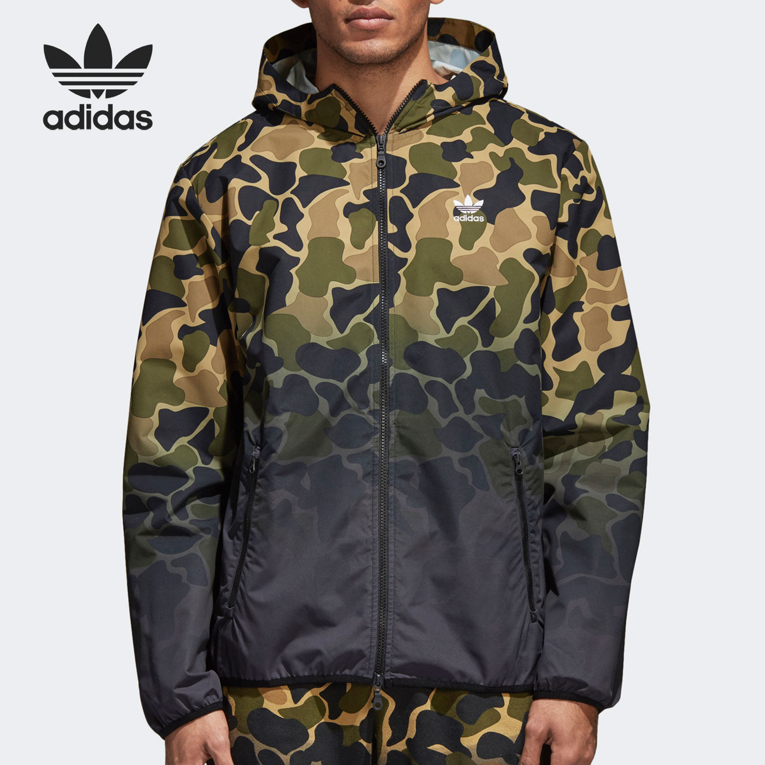 adidas/阿迪达斯官方正品三叶草时尚运动男子连帽夹克外套ce1545