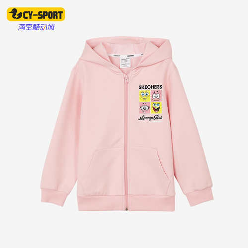 Skechers/斯凯奇正品海绵宝宝联名女童针织休闲连帽外套 L122G040