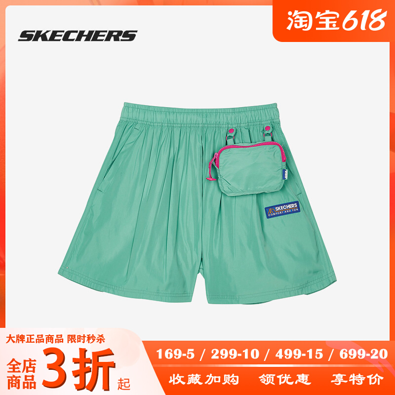 Skechers/斯凯奇正品夏季新款女子宽松休闲舒适短裤 L221W035