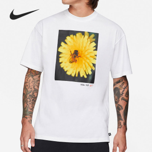 Nike/耐克正品春季小雏菊白色圆领男子休闲短袖T恤 DB9962-100