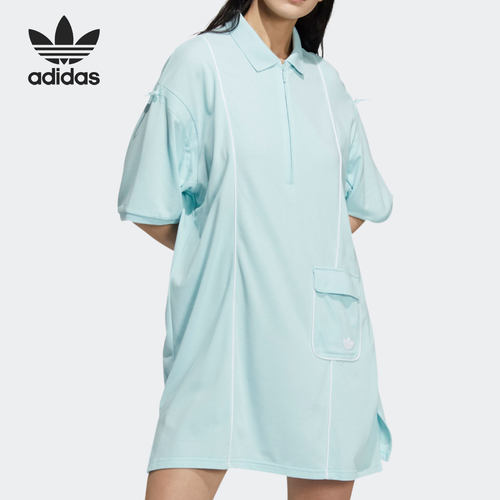 阿迪达斯女子翻领运动连衣裙