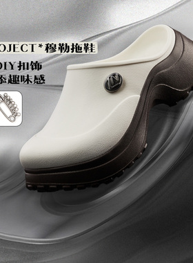 李宁正品PROJECT 女子潮流运动休闲耐磨回弹时尚穆勒拖鞋AGAU010