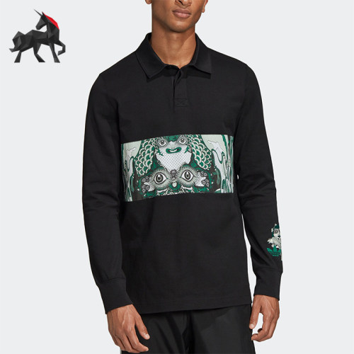 Adidas/阿迪达斯正品三叶草男士运动翻领时尚长袖衬衫T恤FM1663