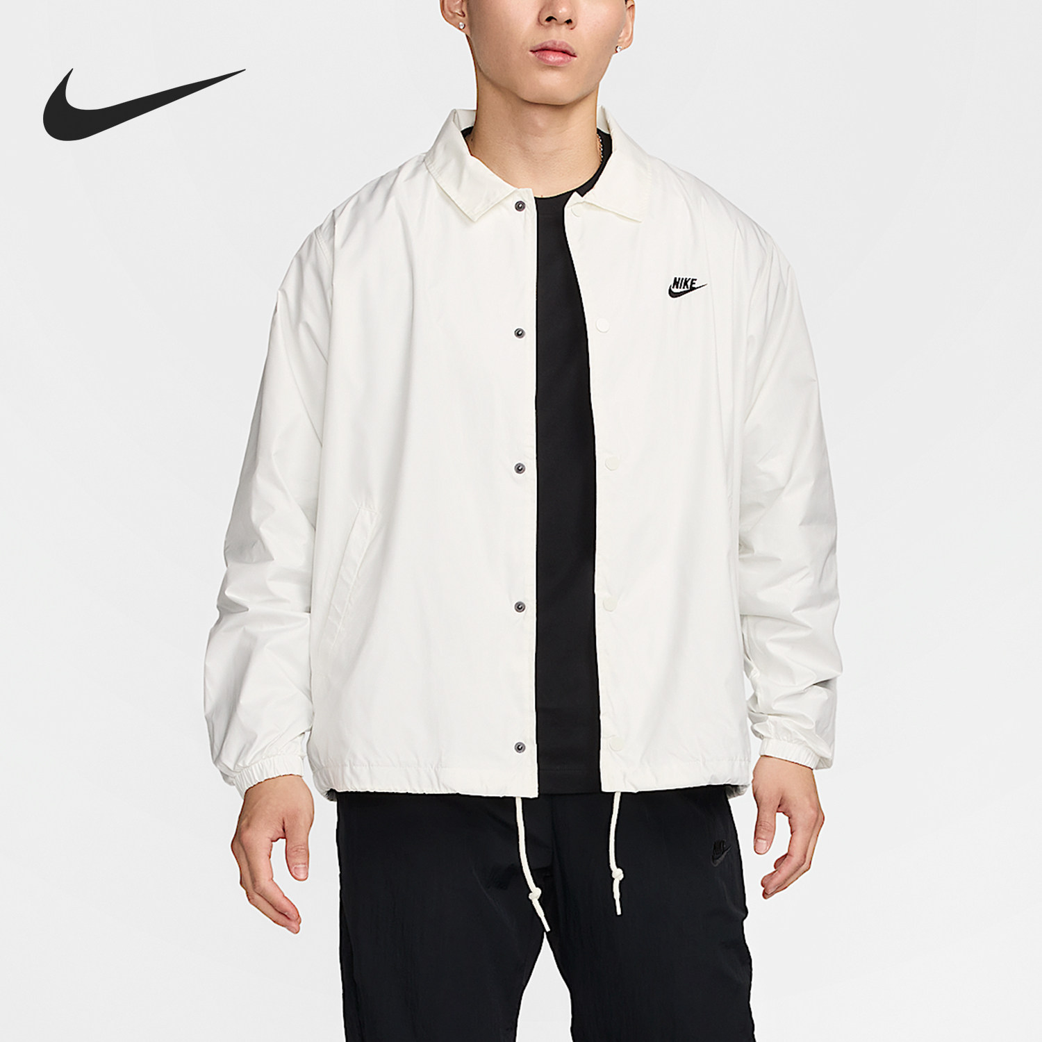 Nike/耐克官方正品舒适秋季款男士翻领刺绣运动外套FN3317-133