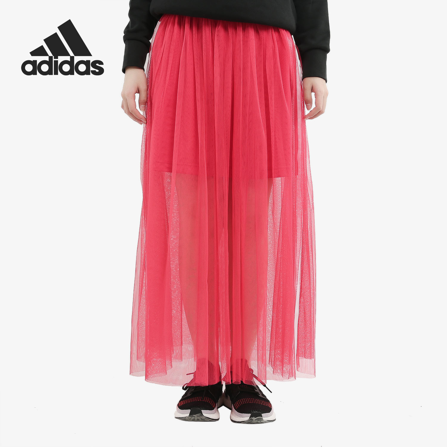 Adidas/阿迪达斯正品 秋季新款女子网纱长裙休闲半身裙 ED4756