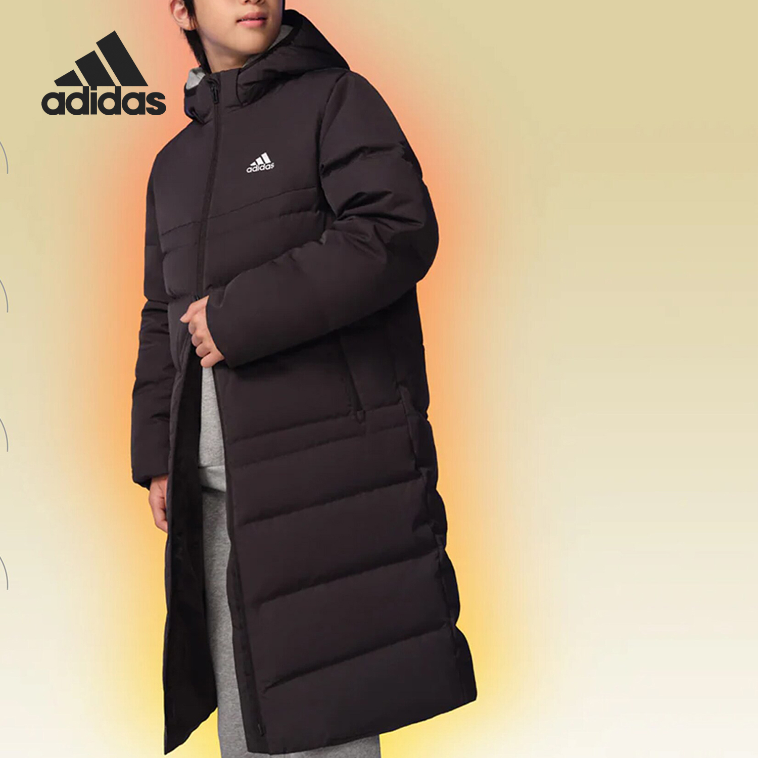 阿迪达斯儿童长款保暖羽绒服