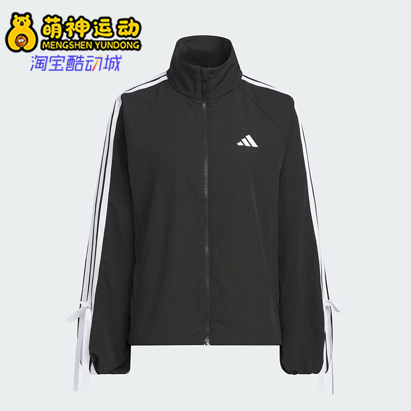 Adidas/阿迪达斯正品DANCE WB 1女士宽松蝴蝶结三条纹外套KT5003