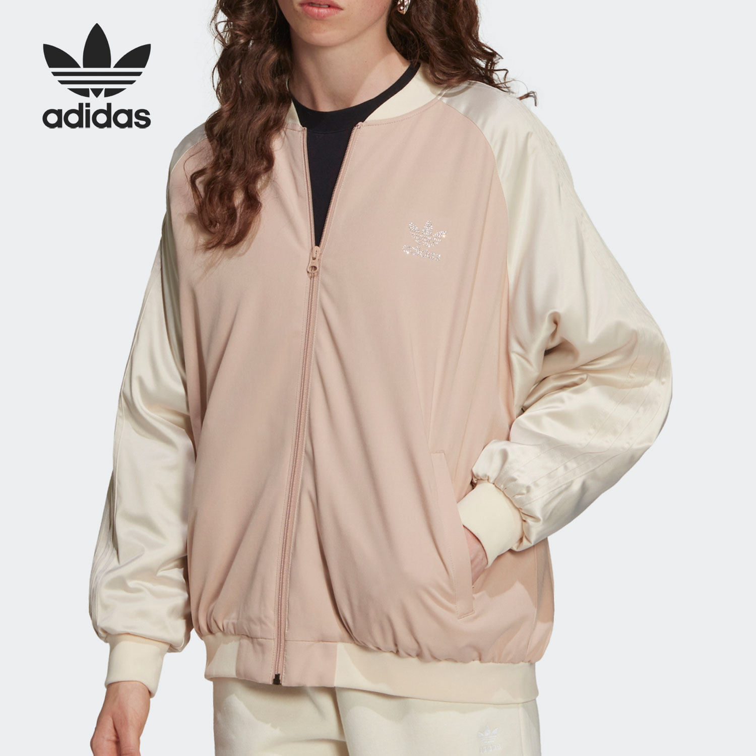 Adidas/阿迪达斯官方正品三叶草女子立领运动休闲夹克外套 HF9195,运动服/休闲服装,运动茄克/外套,淘宝优惠券,粉丝福利购,淘宝优惠卷