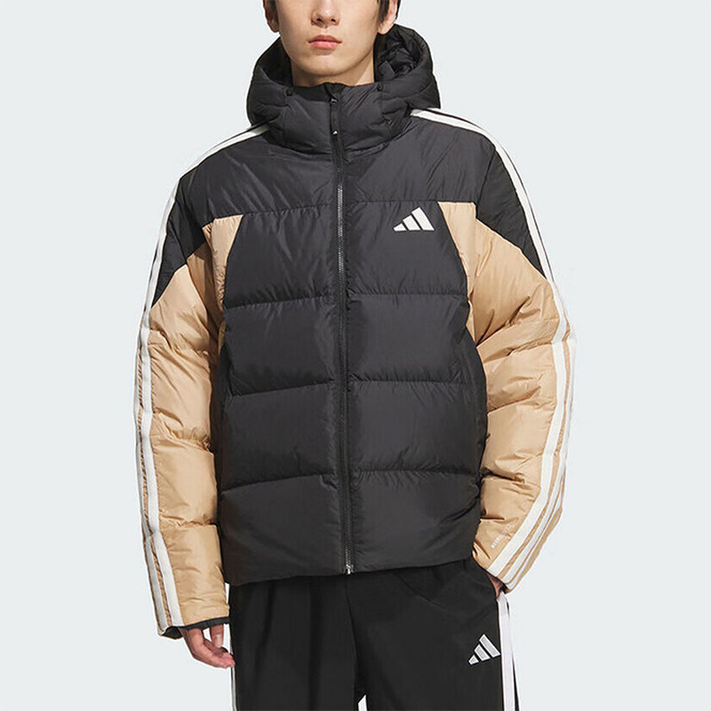Adidas/阿迪达斯正品2025冬季款男士运动连帽拼接羽绒服KC2495