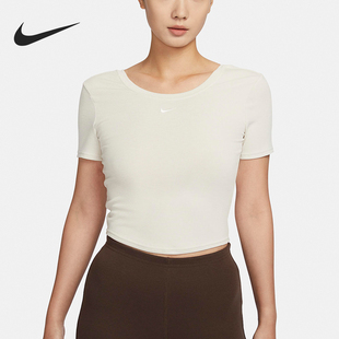 耐克官方正品 女士针织圆领修身 Nike 2024新款 104 短袖 T恤FN3665