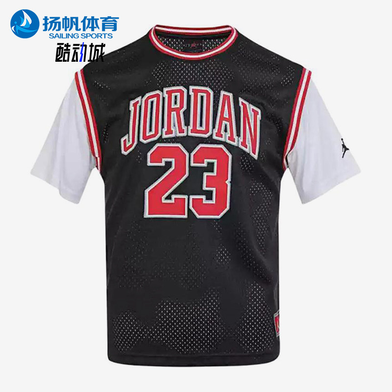 Nike/耐克正品JORDAN新款男黑白色休闲篮球经典短袖T恤HM4772-010
