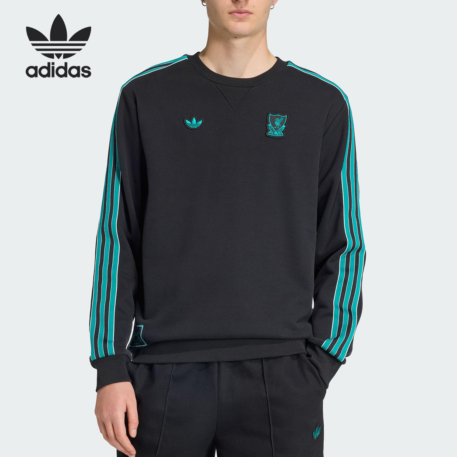Adidas/阿迪达斯官方正品三叶草男士圆领套头运动足球卫衣JW5472