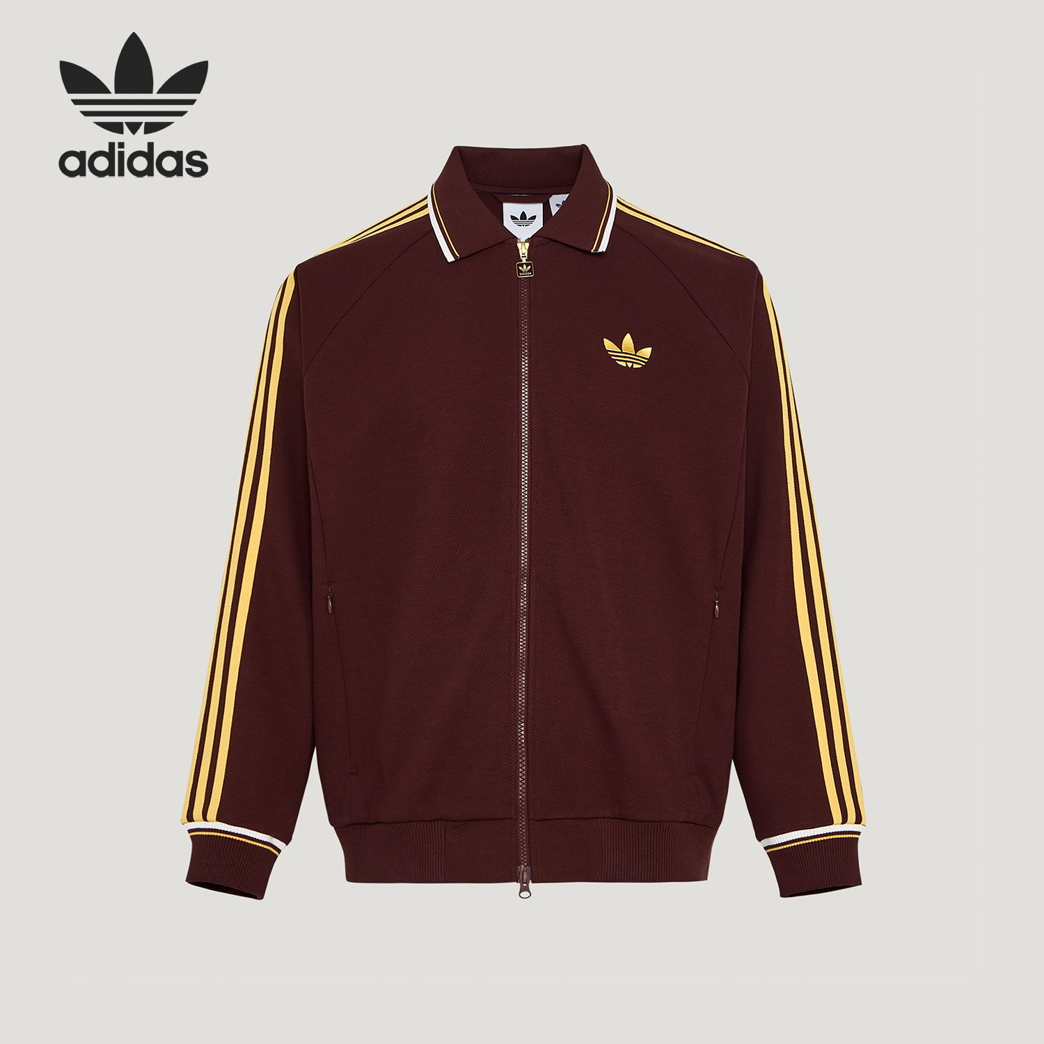 Adidas/阿迪达斯官方正品三叶草男士翻领刺绣运动休闲外套KV8865 - 实物图