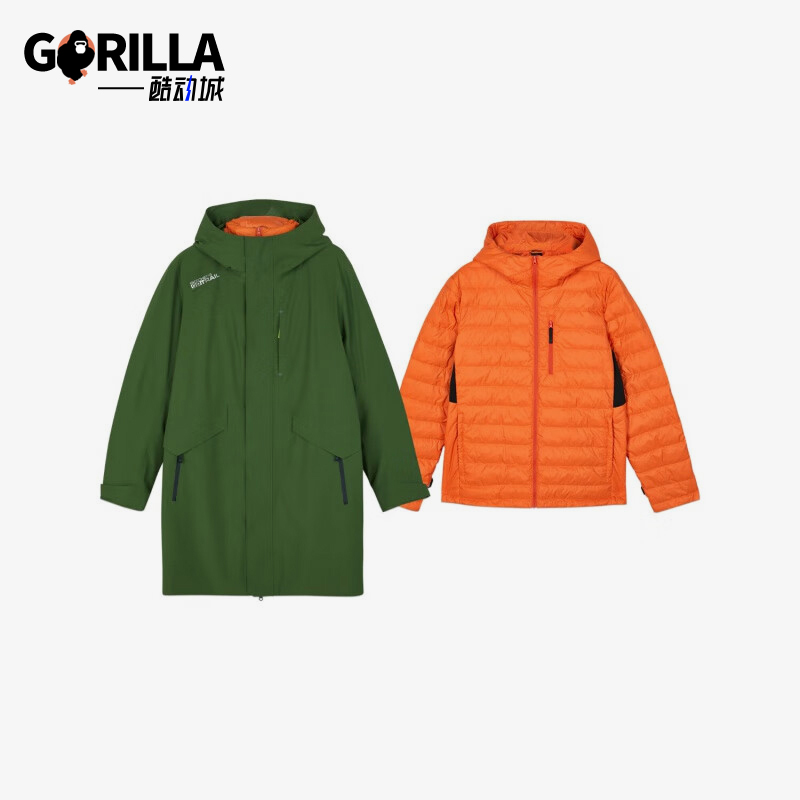 Skechers/斯凯奇正品新款男士运动休闲保暖两件套连帽羽绒服