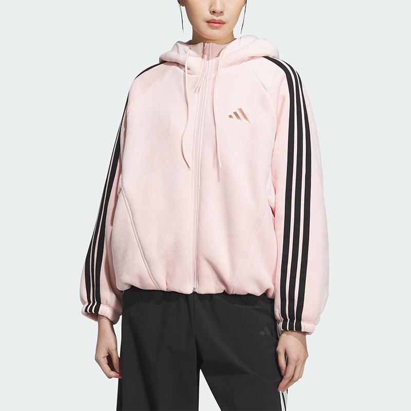 Adidas/阿迪达斯正品2025秋季款女士宽松丝绒花苞型外套KB7605