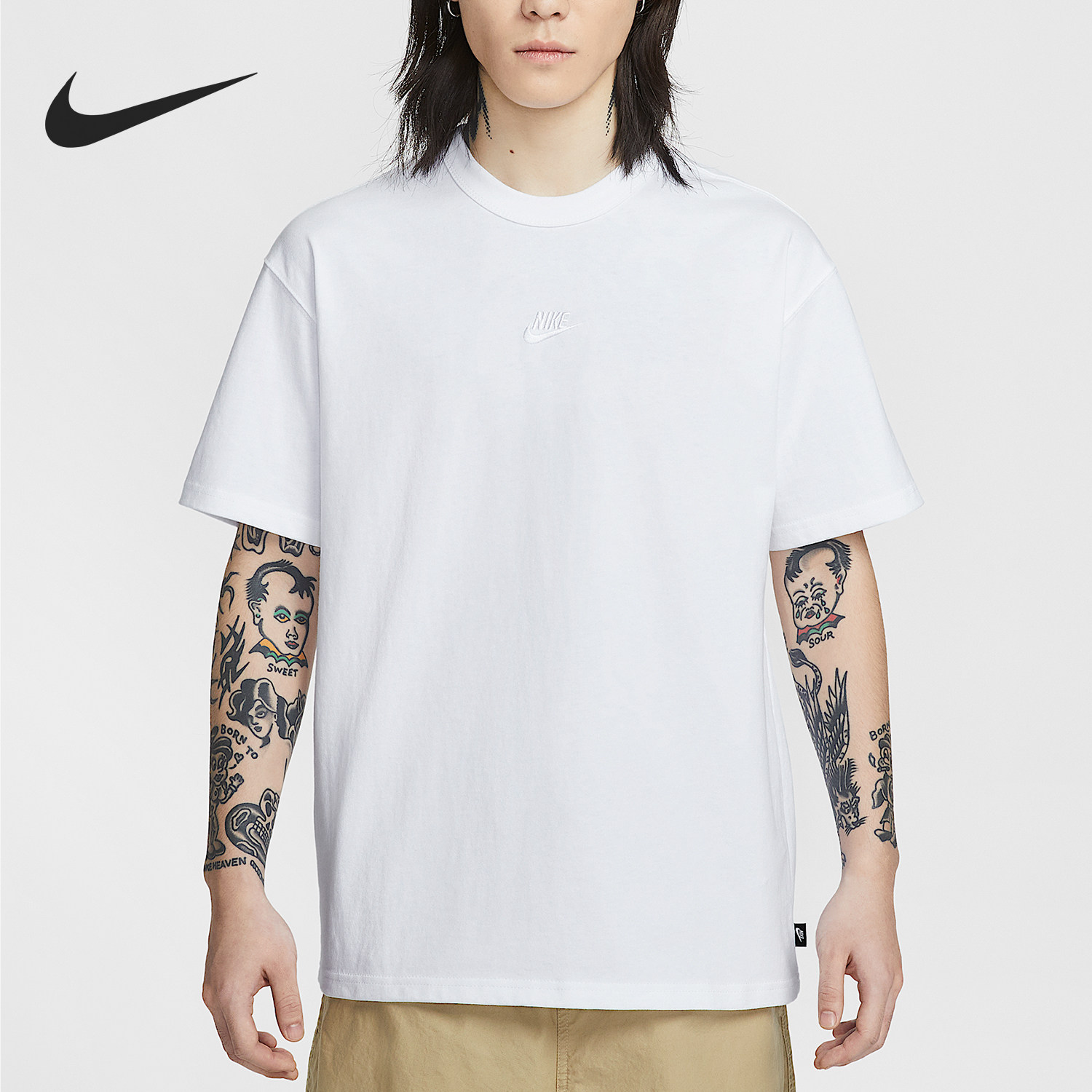 Nike/耐克男生夏季新款日常休闲透气百搭小标短袖T恤IH1122-100
