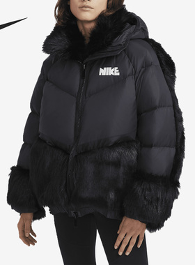 Nike/耐克官方正品春季新款女子运动仿皮草拼接羽绒服CT3267-010