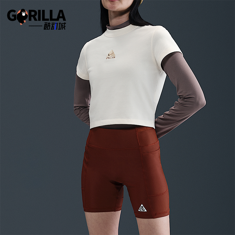 Nike/耐克正品Dri-FIT女士透气修身针织短款休闲短袖HM6085-110