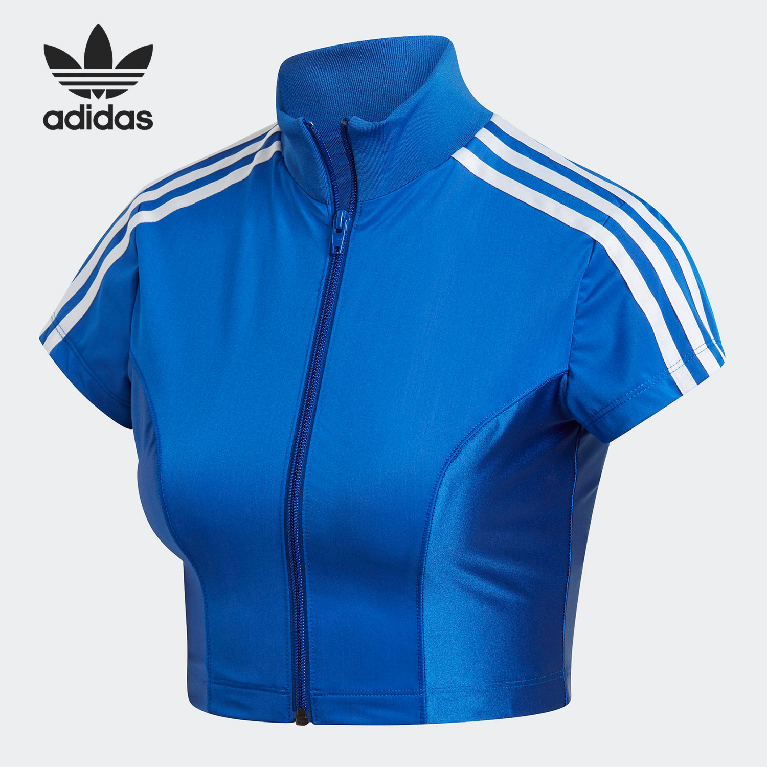 Adidas/阿迪达斯官方正品三叶草女子立领训练运动短款上衣GF0260-封面