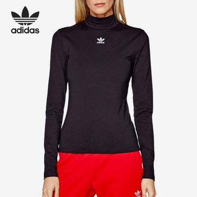 Adidas/阿迪达斯官方正品三叶草女士高领修身运动长袖T恤GN4791