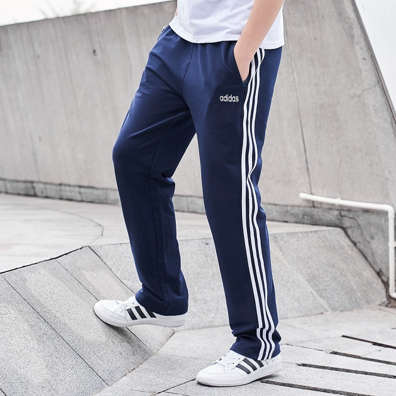 阿迪达斯男女运动三条纹直筒长裤