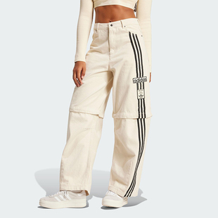 复古直筒宽松牛仔长裤 可拆卸女士经典 JD5618 阿迪达斯正品 Adidas