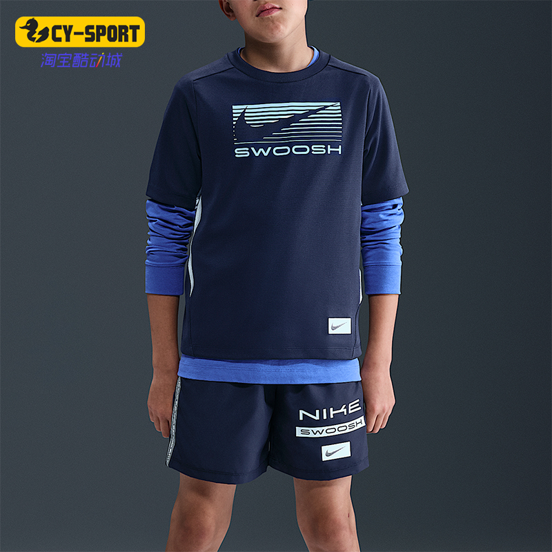 Nike/耐克正品Dri-FIT大童运动印花透气休闲耐穿短袖HJ3743-410
