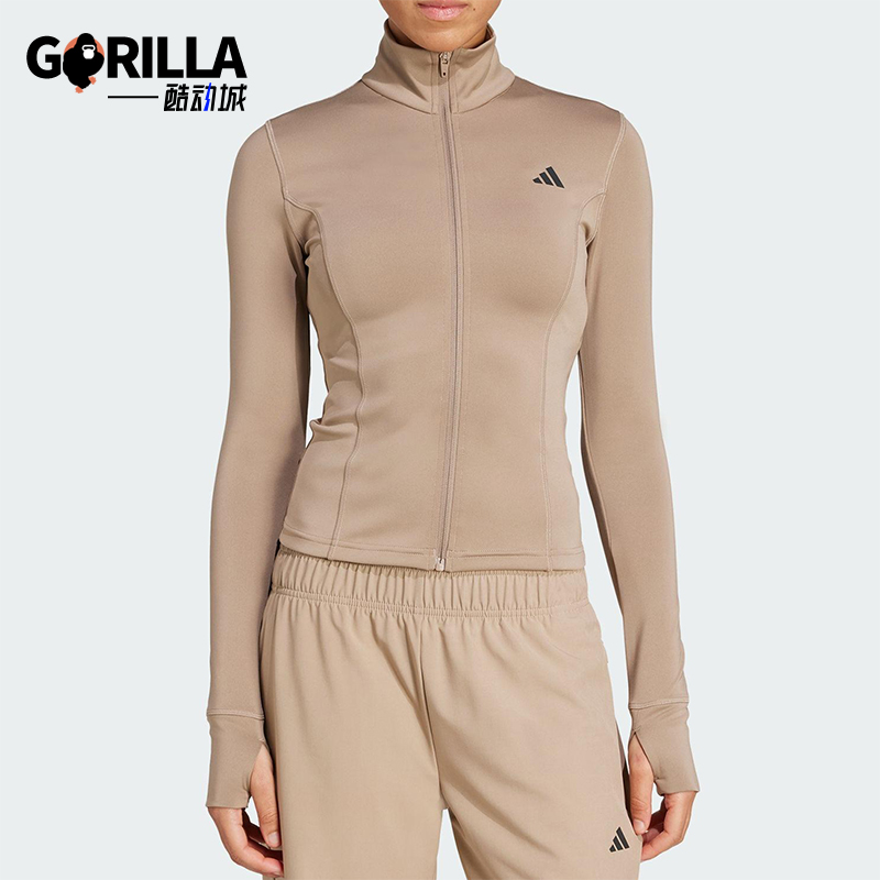 Adidas/阿迪达斯正品2025女士简约半高领健身运动修身外套JW2815