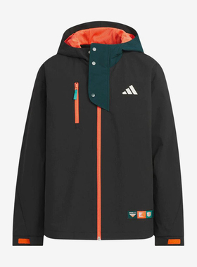 Adidas/阿迪达斯正品新款儿童黑橙色防风经典连帽夹克外套KC0197