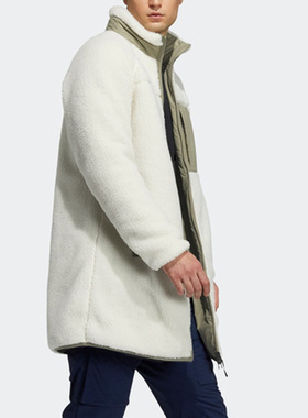 Adidas/阿迪达斯正品新款两面穿羊羔绒休闲男女中长款外套 H20792