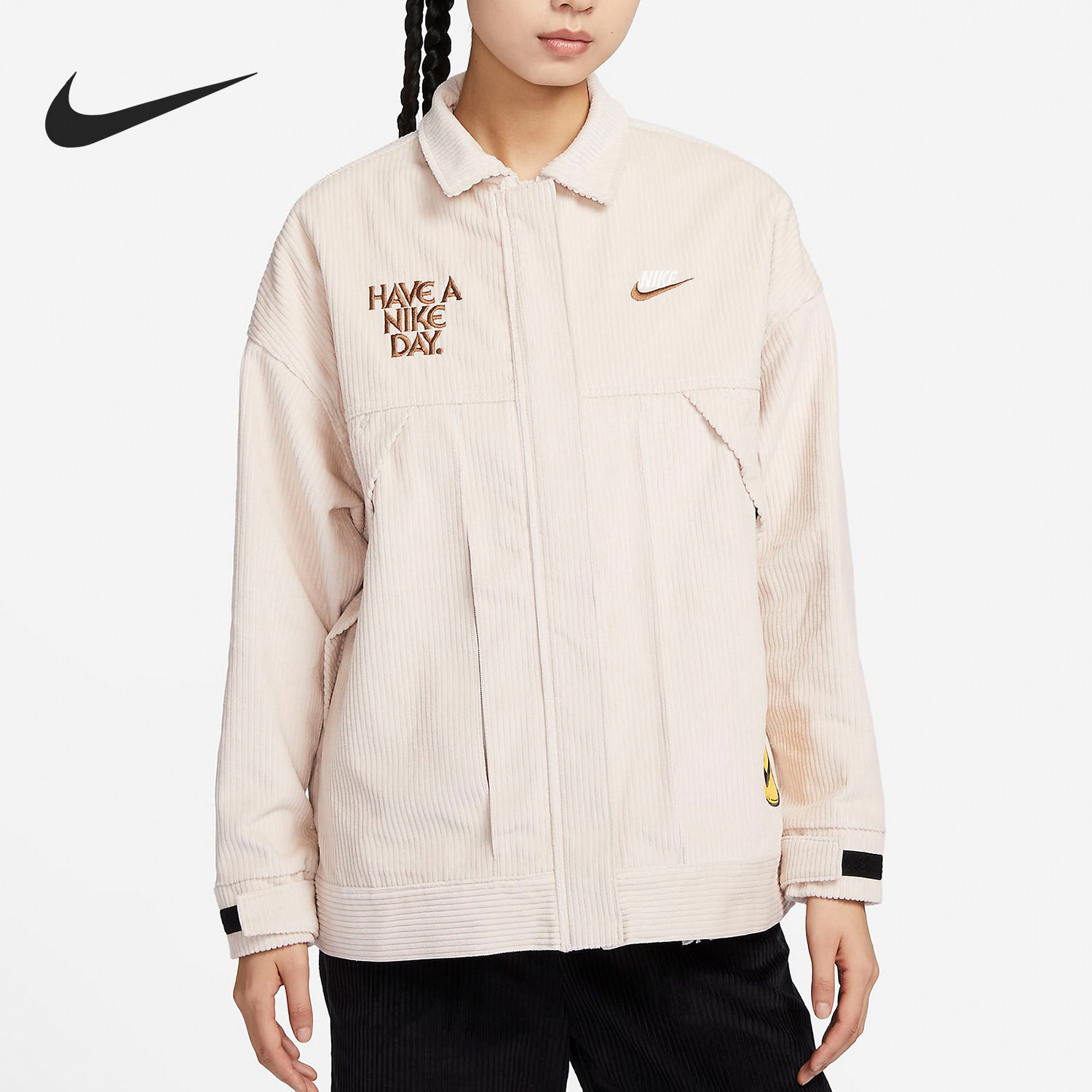 Nike/耐克官方正品春秋女士灯芯绒翻领复古运动夹克HF0355-104,运动服/休闲服装,运动茄克/外套,淘宝优惠券,粉丝福利购,淘宝优惠卷