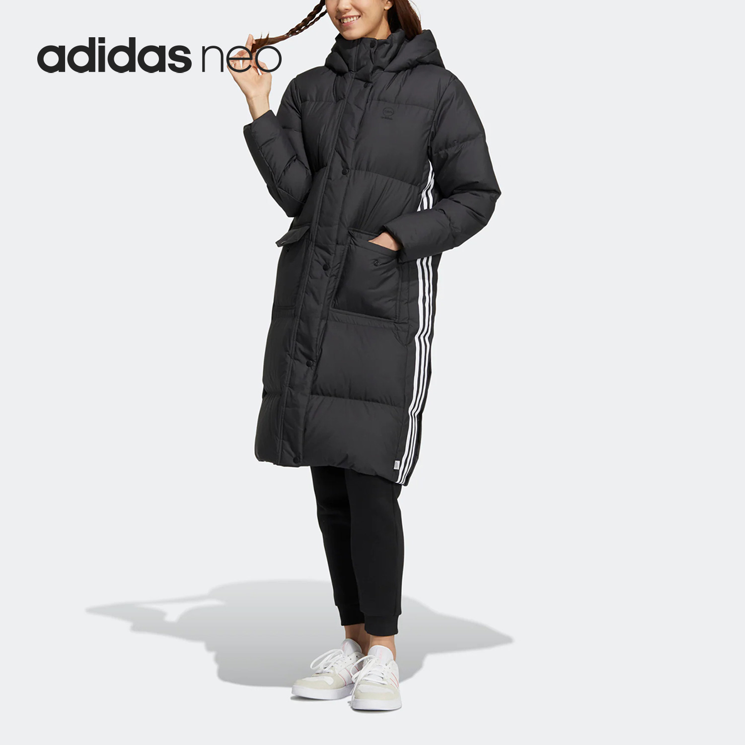 Adidas/阿迪达斯正品neo WJACKET DOWN2女子长款羽绒服HN2442