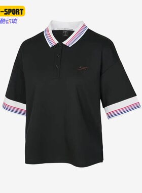 Skechers斯凯奇正品新款女子休闲运动翻领透气短袖polo衫P122W023