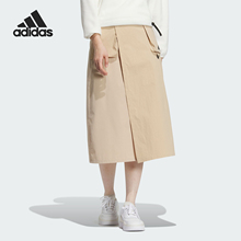 阿迪达斯官方正品 Adidas 女士开叉运动休闲半身长裙JE8586 新款