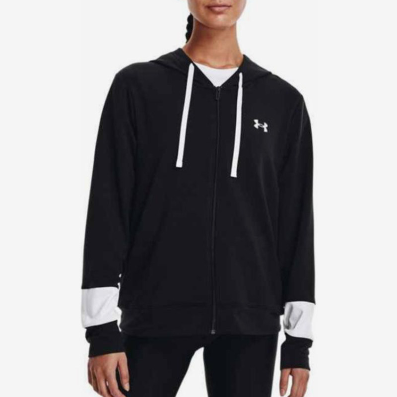 UA/安德玛正品运动女士宽松透气轻盈针织连帽夹克外套1370941-001